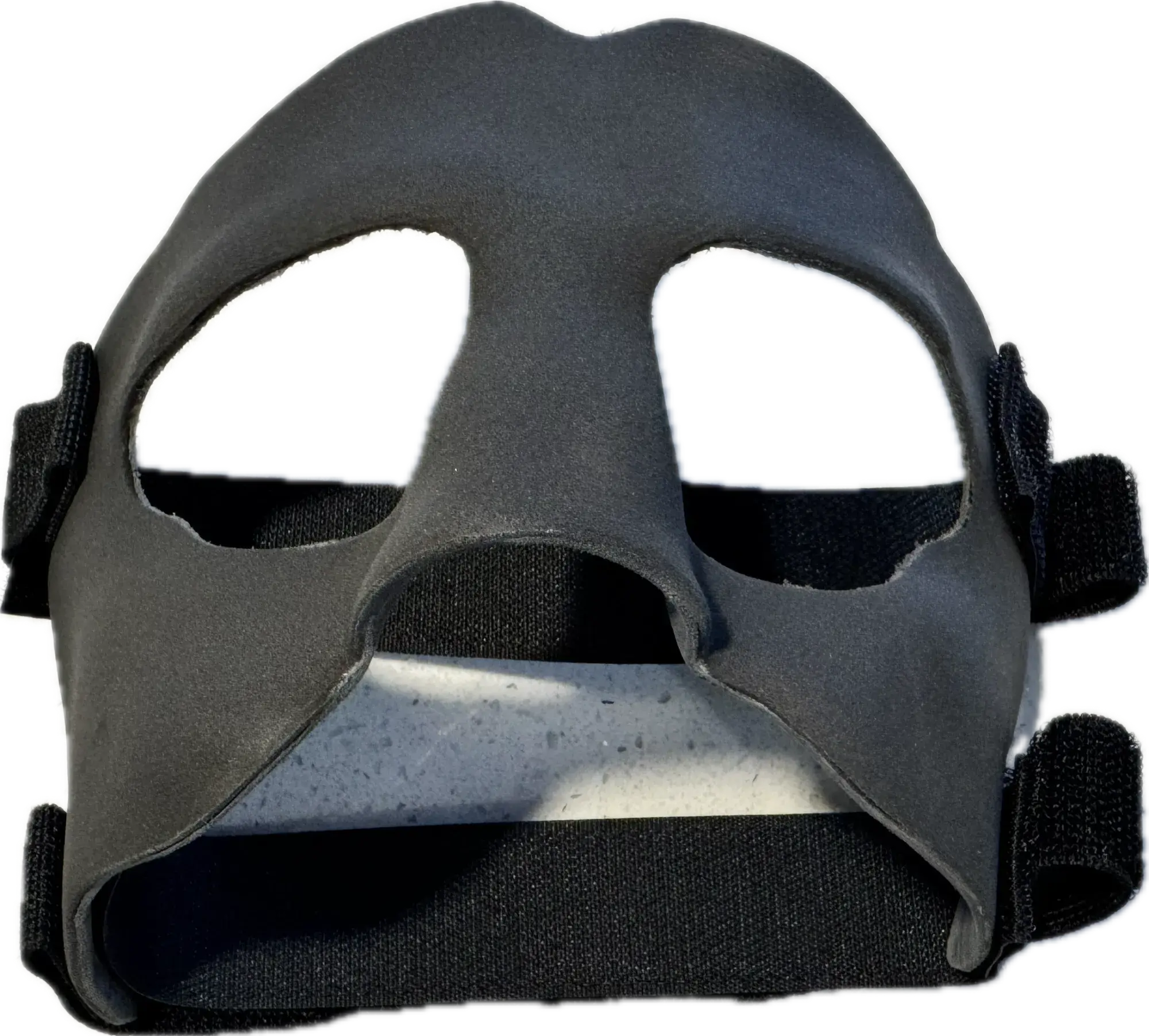 Custom protective facemask with eye openings and adjustable straps for sport after a facial fracture